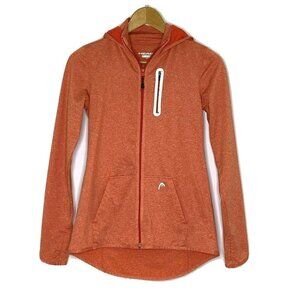 HEAD Women's size XS Zip Front Hoodie Hooded Long Sleeved Top Orange
